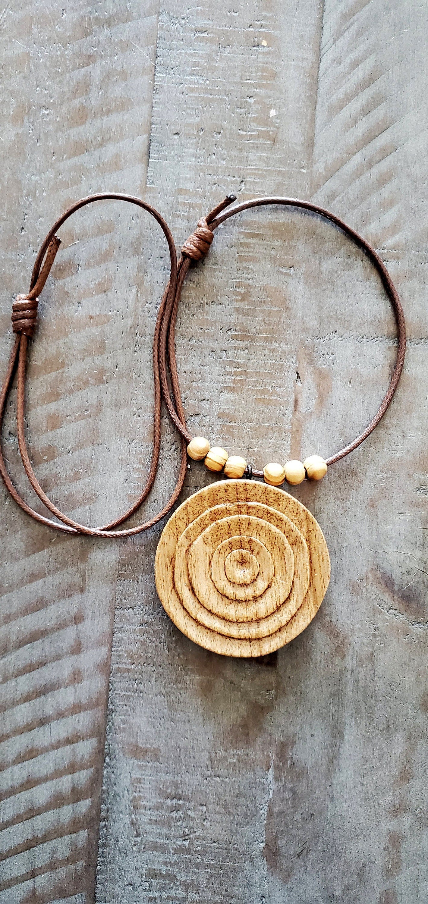 Round Stylized Wooden Necklace Pendent
