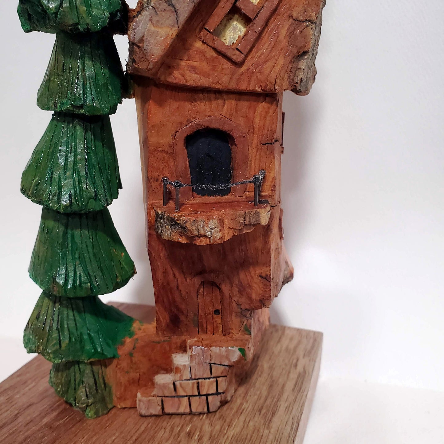 Hand carved Bark house, Gnome home, Fairy House, with tree