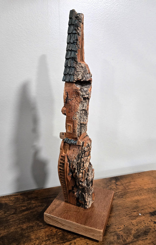 Hand carved Bark house, Gnome home, Fairy House