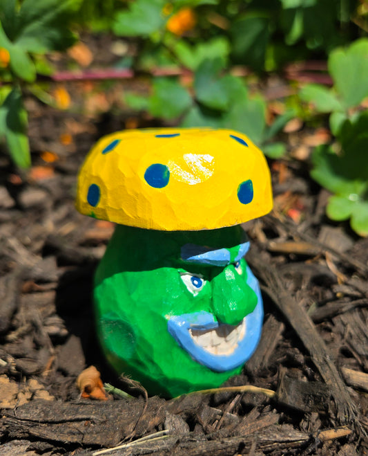 Hand Carved Whimsical Mushrom