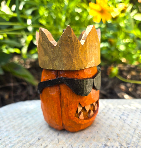 Hand Carved Whimsical Pumpkin King