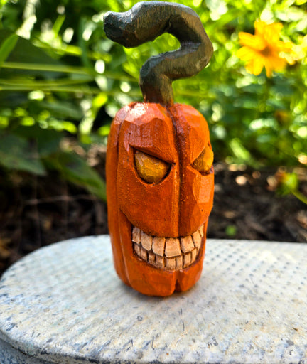Hand Carved Whimsical Pumpkin