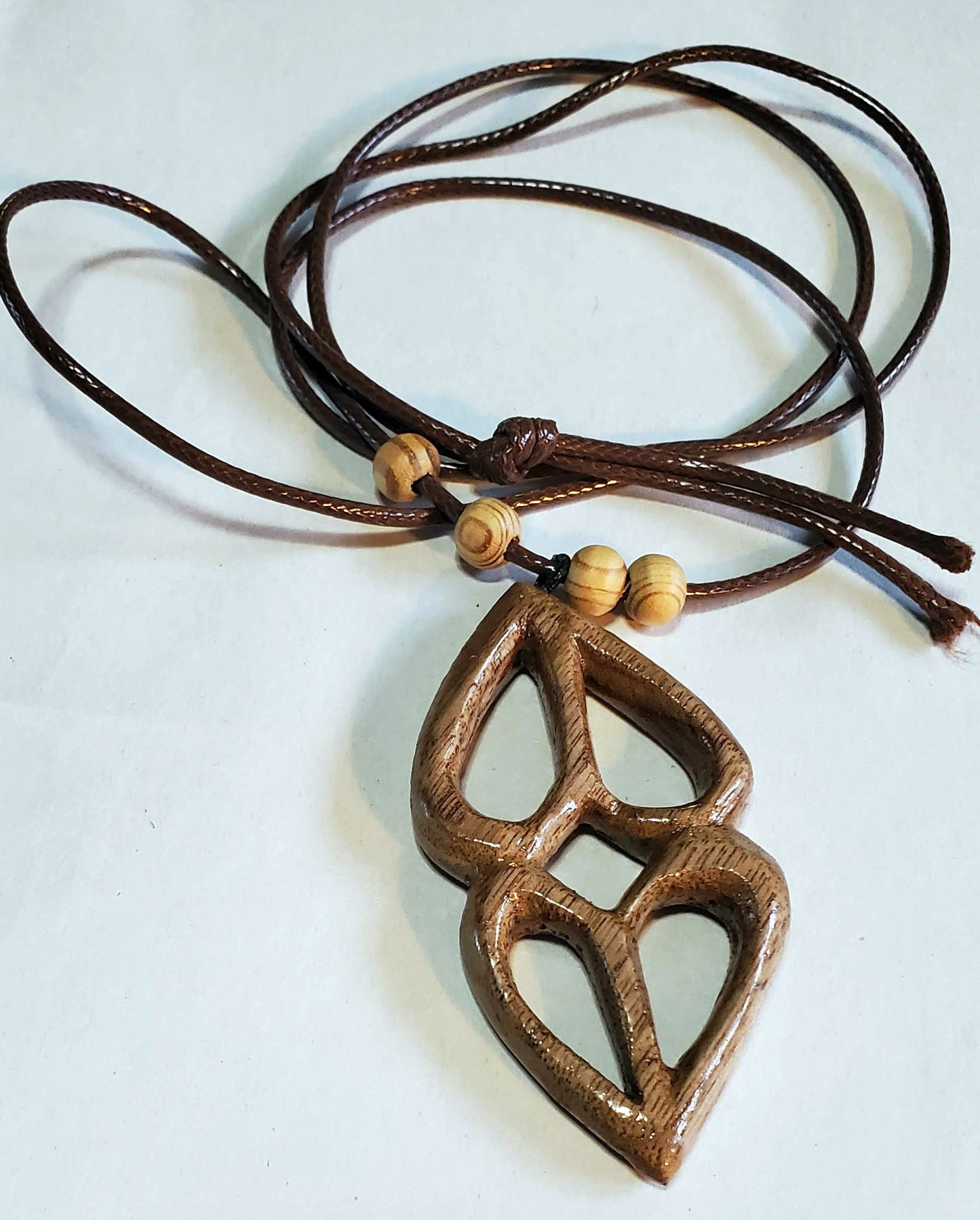 Wooden Dual Heart Pendant