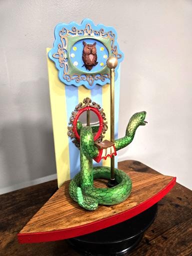 Hand Carved Basswood Carousel Snake with LED Lights