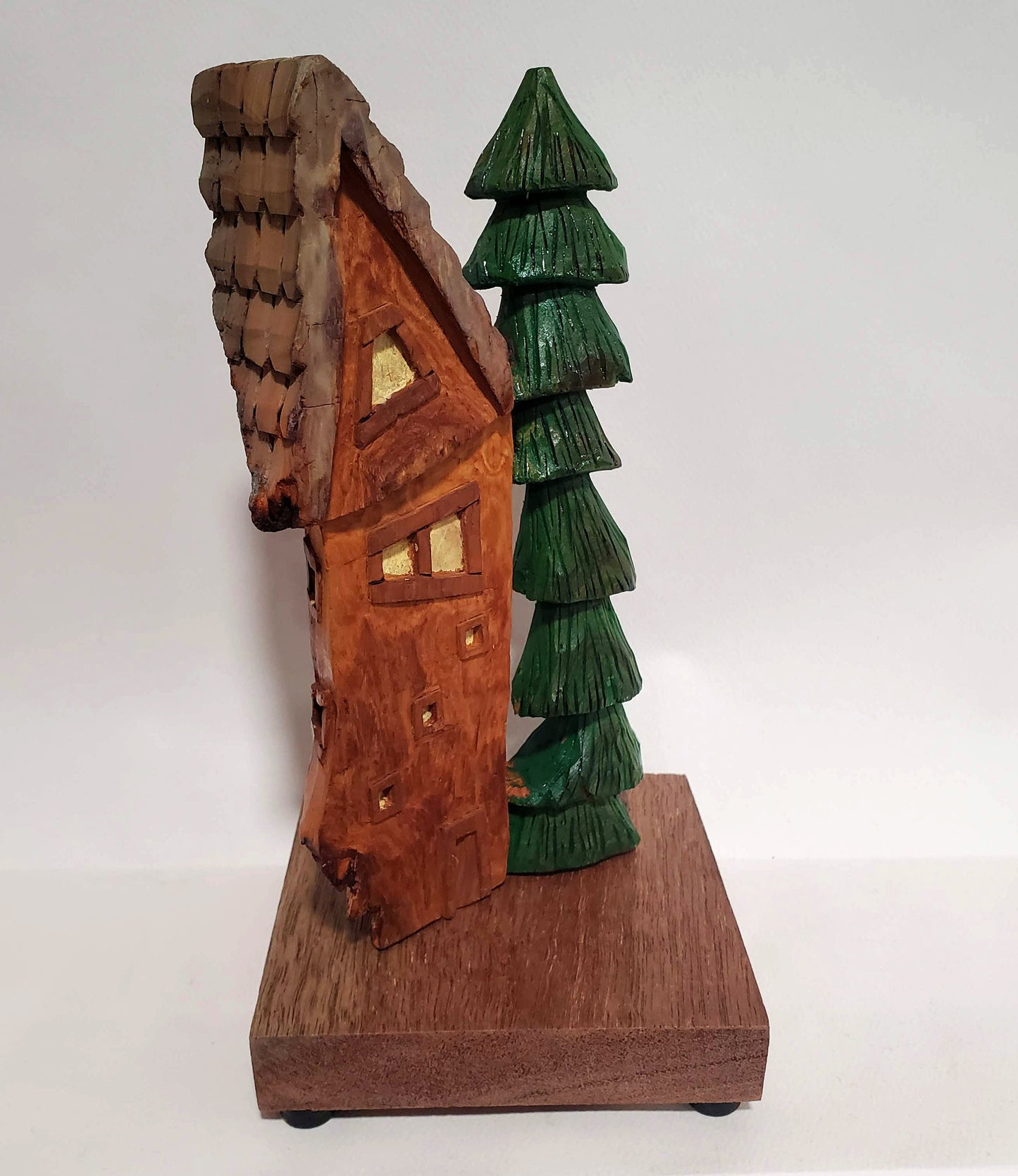 Hand carved Bark house, Gnome home, Fairy House, with tree