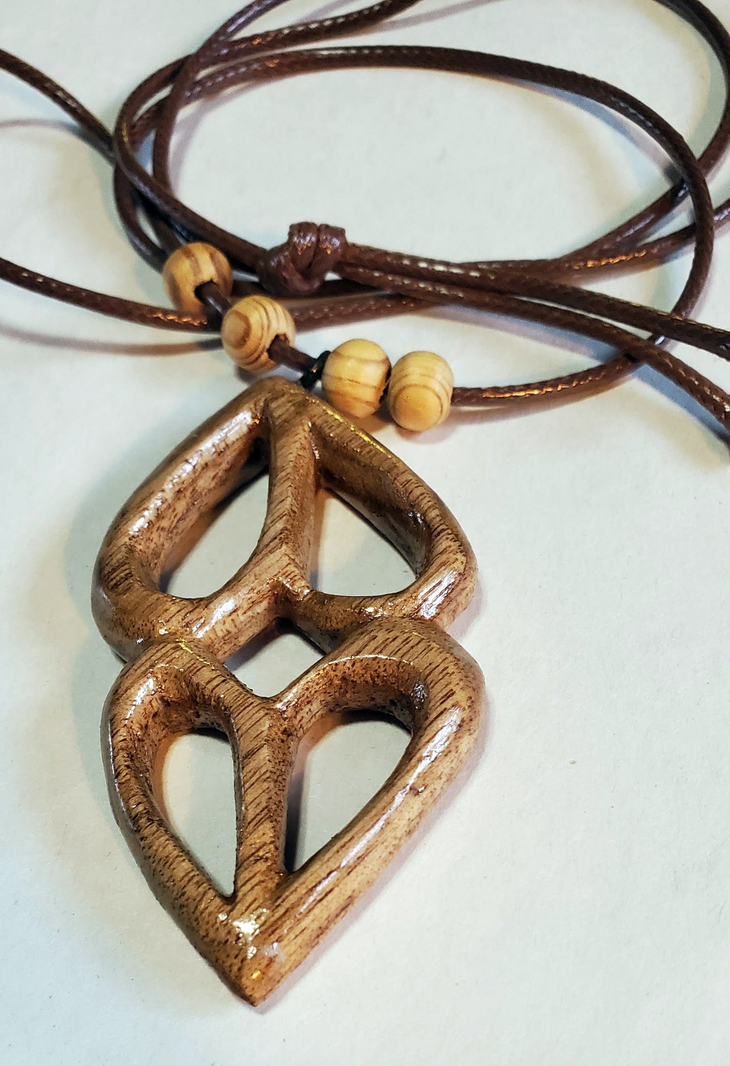 Wooden Dual Heart Pendant
