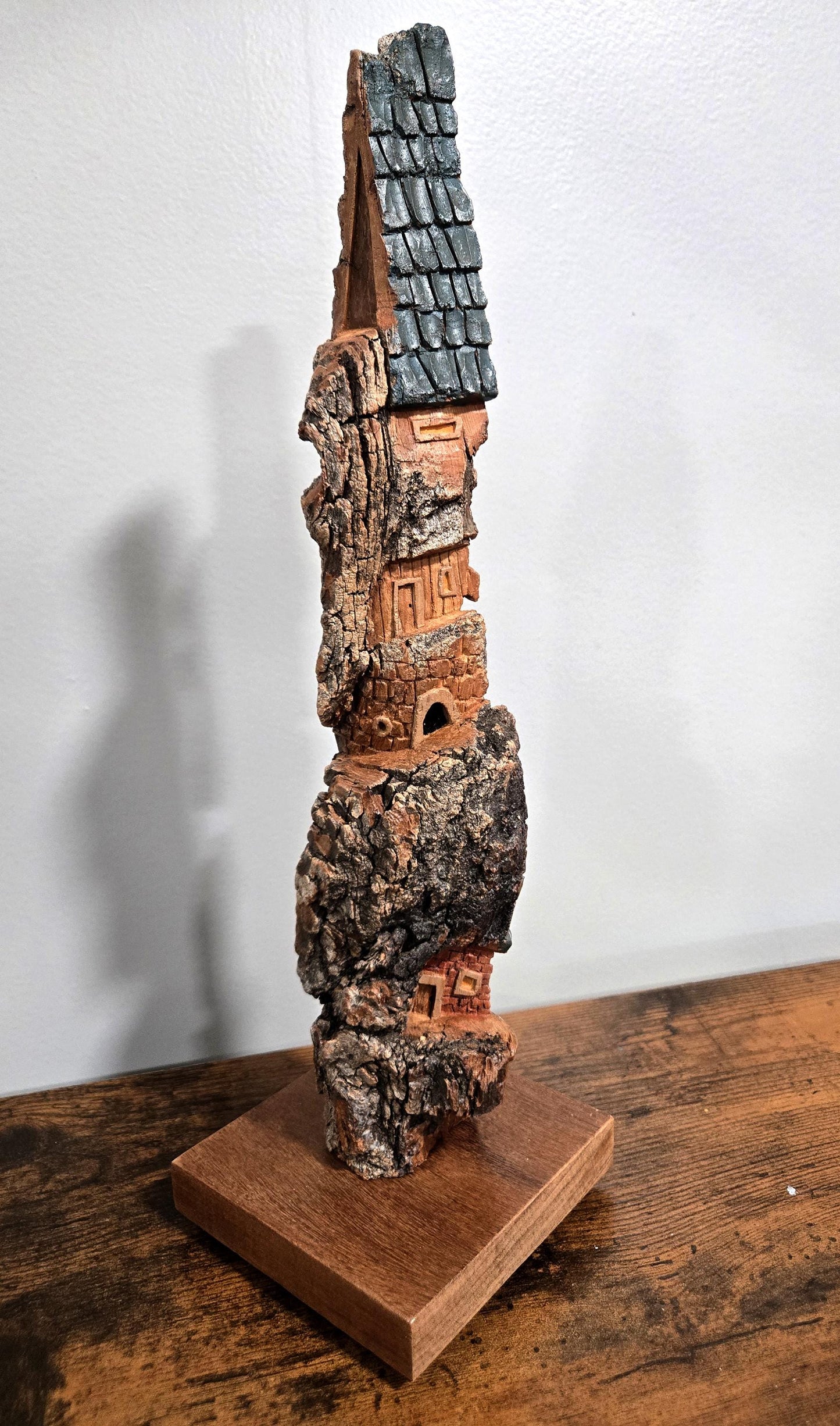 Hand carved Bark house, Gnome home, Fairy House