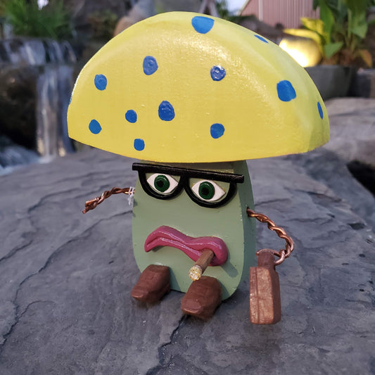 Mushroom Meany - Bernie - Whimsical Wooden Mushroom Sculpture