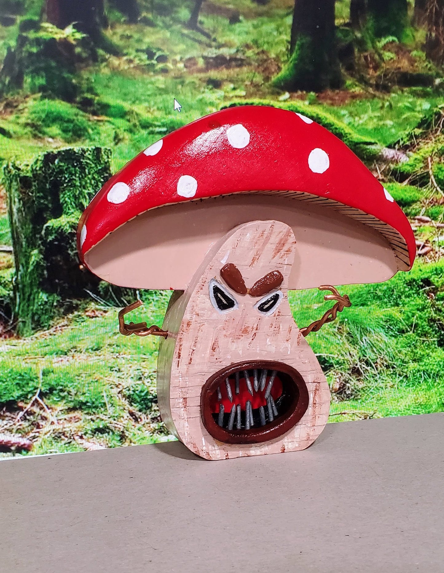 Mushroom Meany - Horace - Whimsical Wooden Mushroom Sculpture
