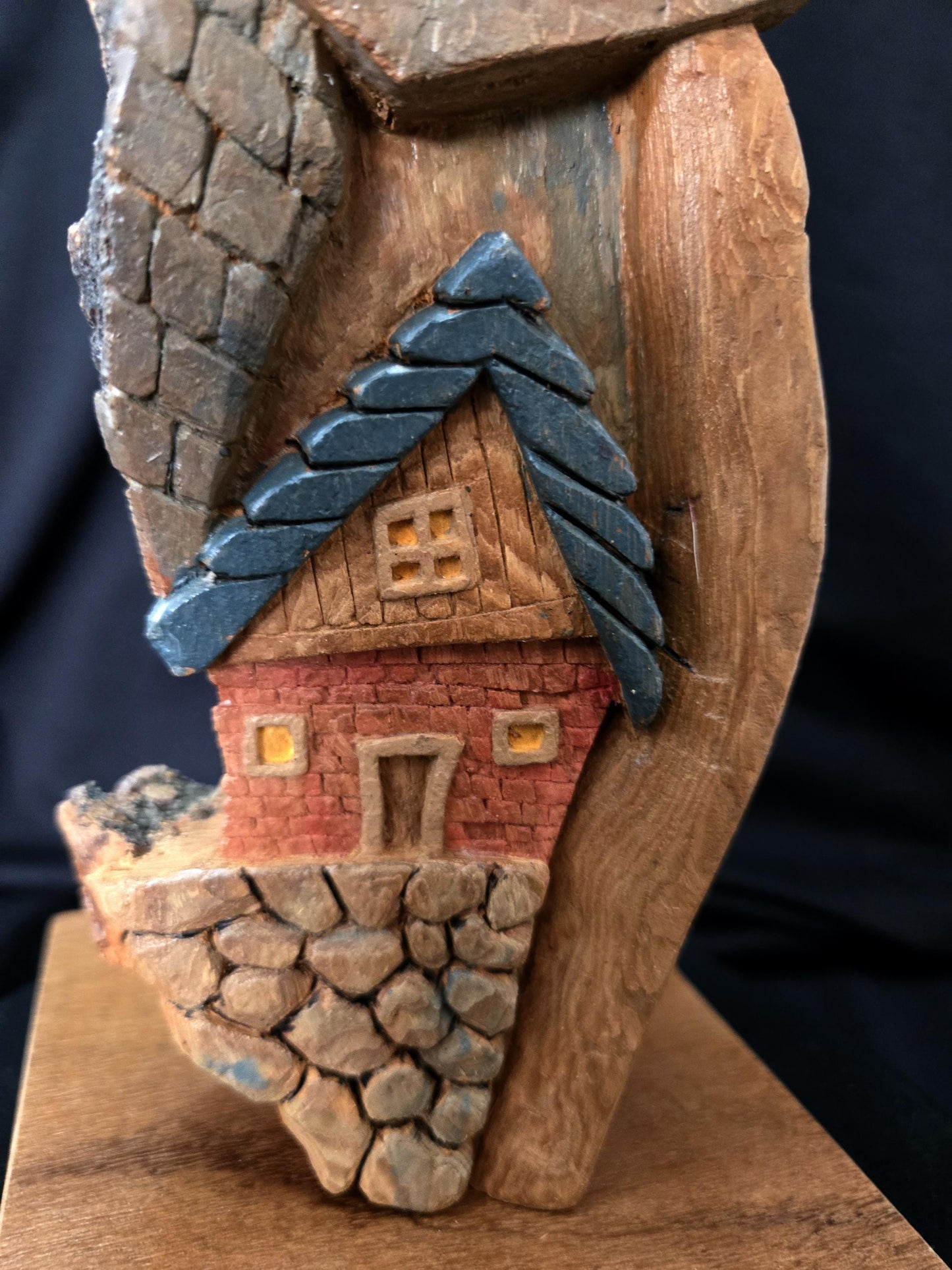 Hand carved Bark house, Gnome home, Fairy House
