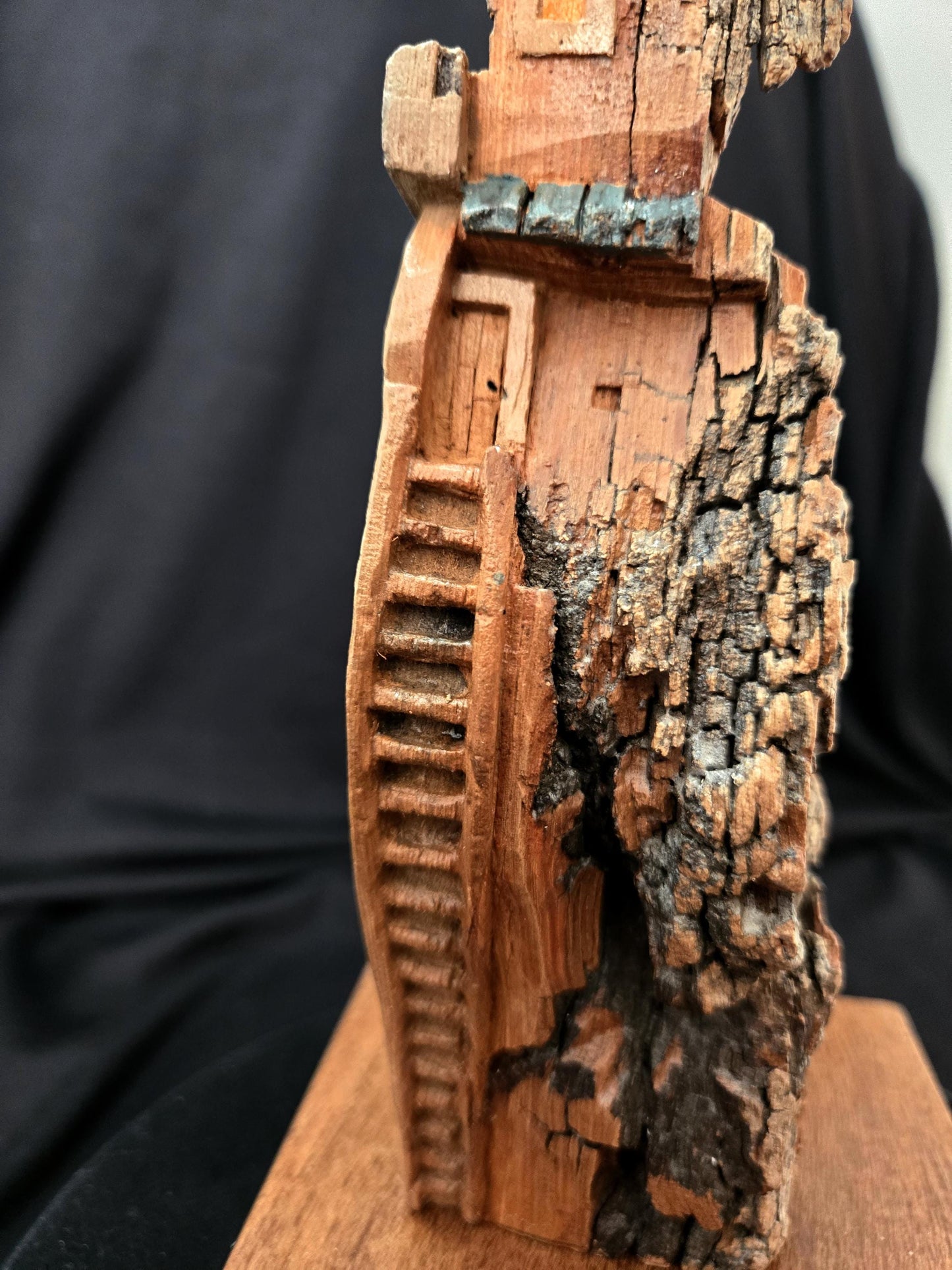Hand carved Bark house, Gnome home, Fairy House