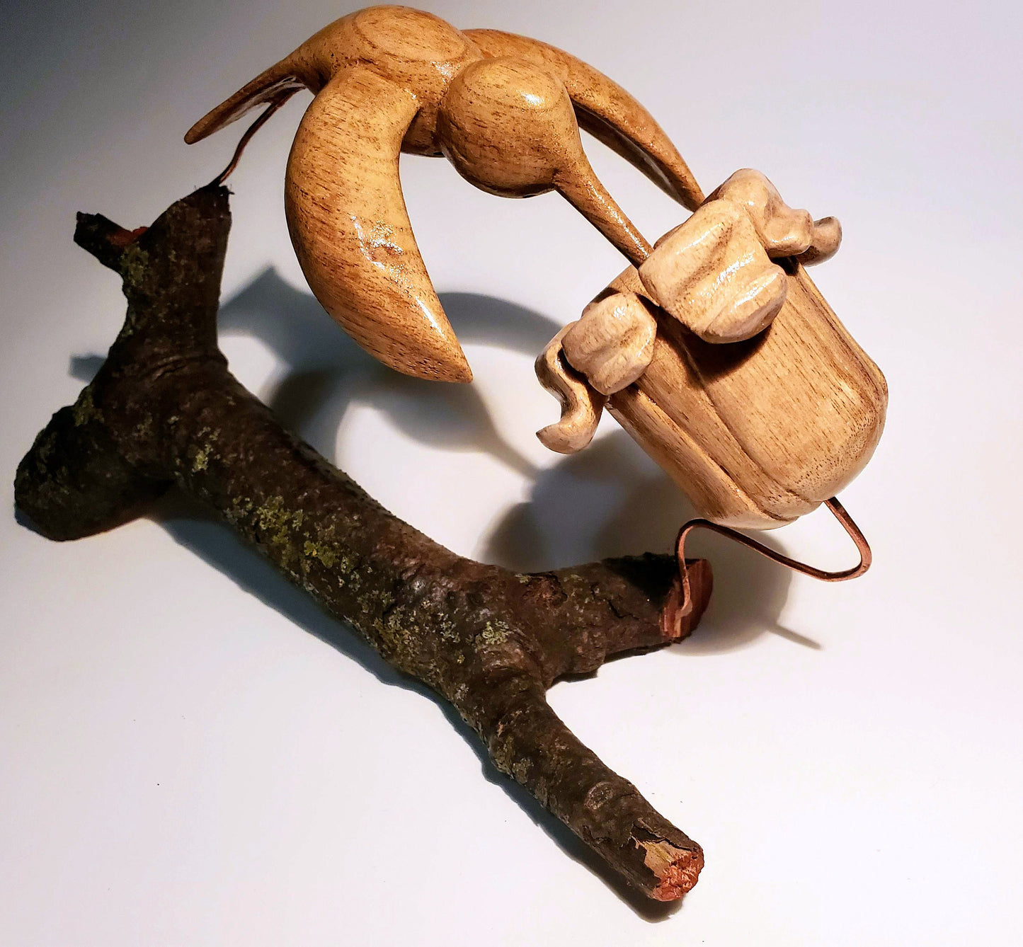 Hand Carved Hummingbird with Flower