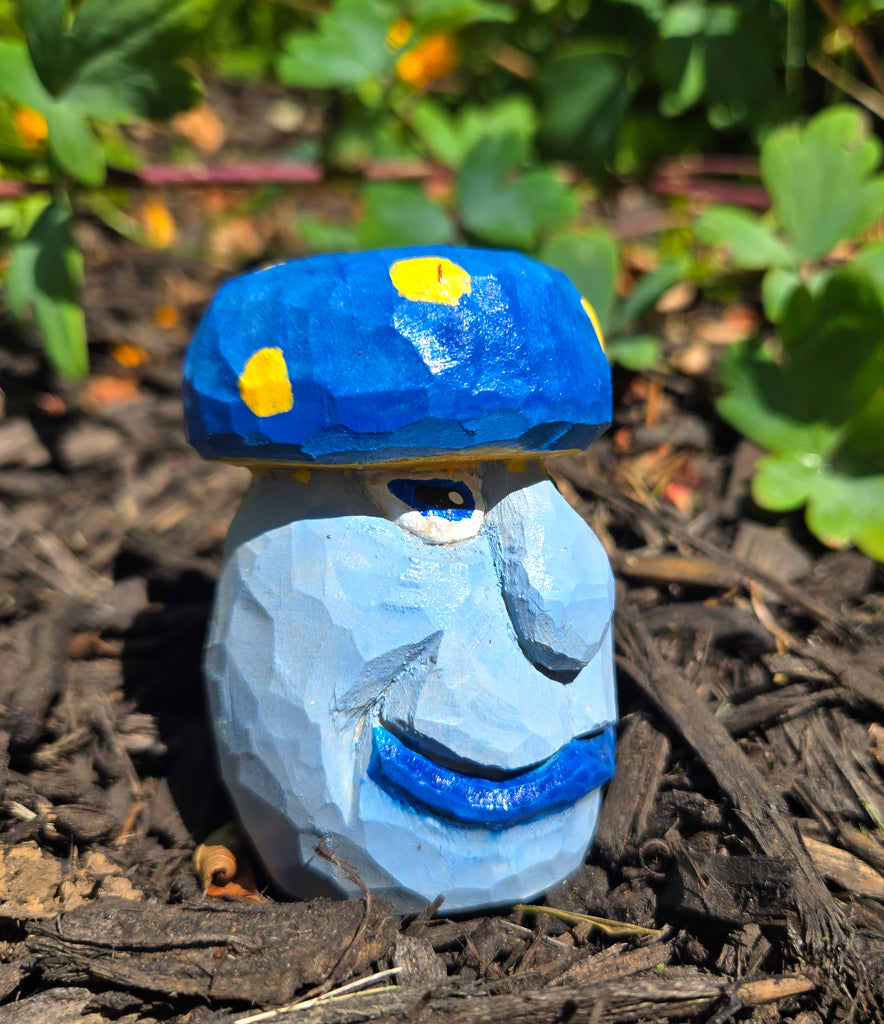 Hand Carved Whimsical Mushrom