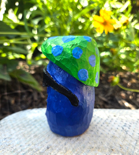 Hand Carved Whimsical Mushrom