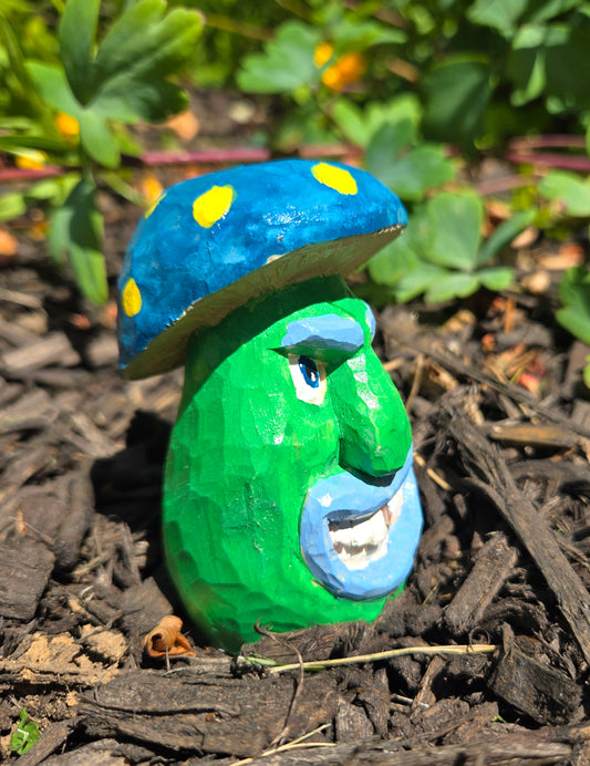 Hand Carved Whimsical Mushrom