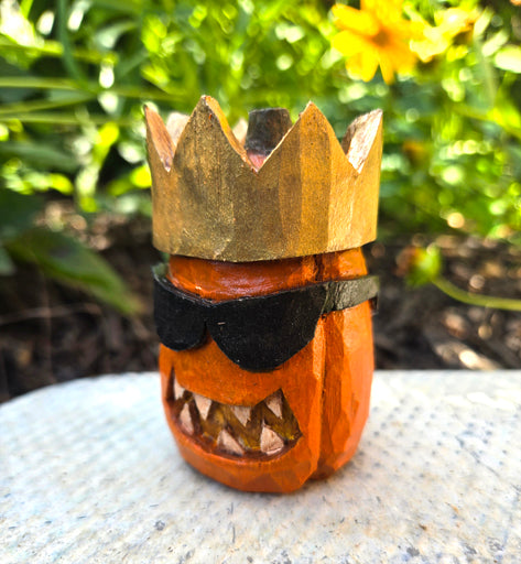 Hand Carved Whimsical Pumpkin King