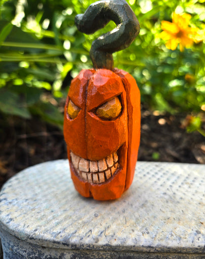 Hand Carved Whimsical Pumpkin