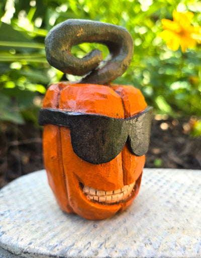 Hand Carved Whimsical Pumpkin with Sunglasses