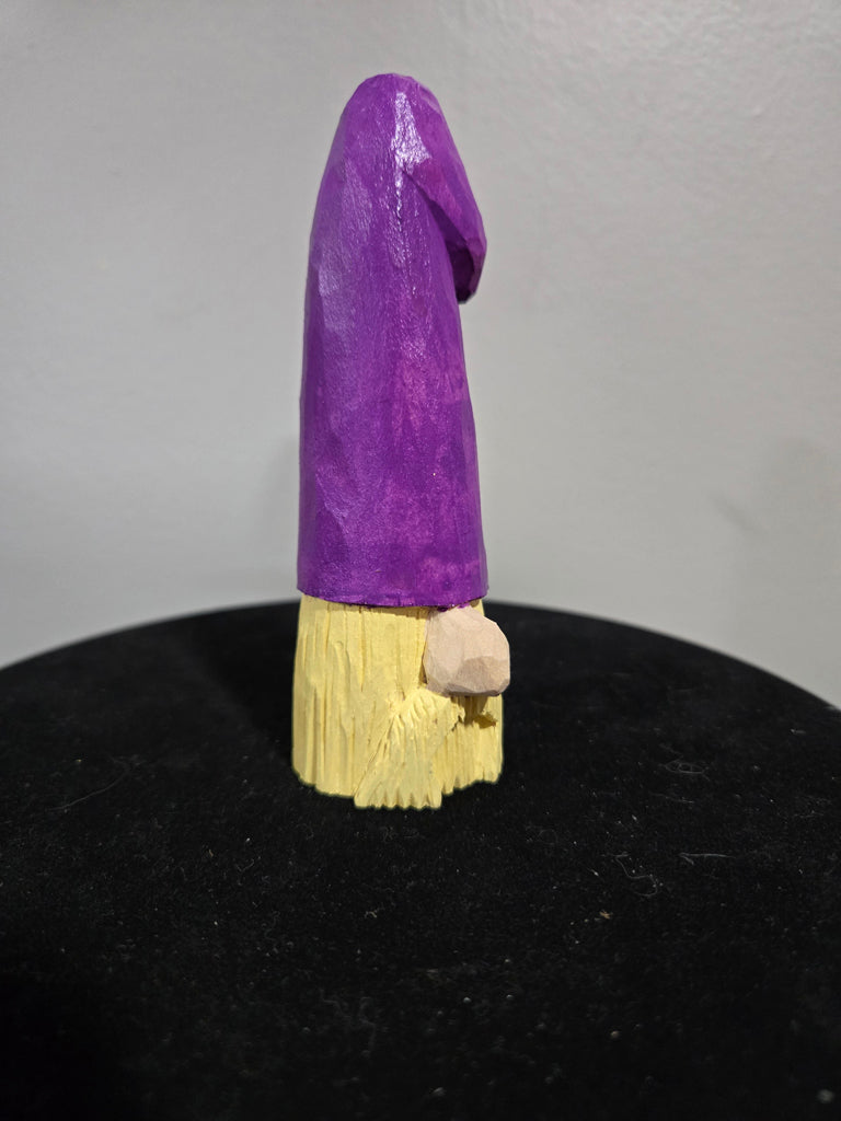Purple Hat Gnome - hand carved