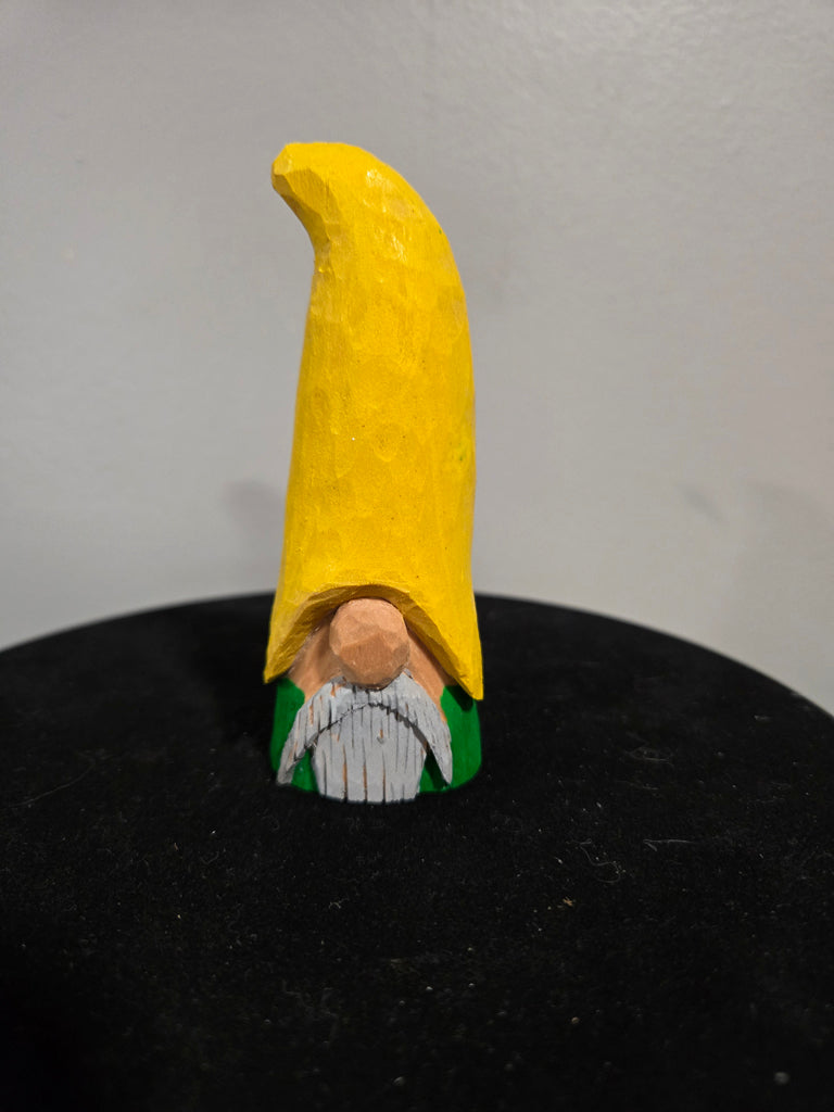Yellow Hat Gnome - hand carved