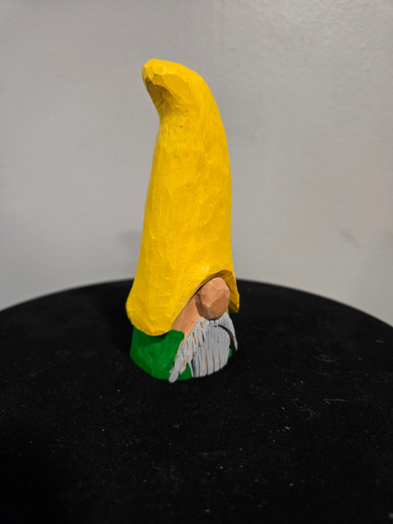 Yellow Hat Gnome - hand carved